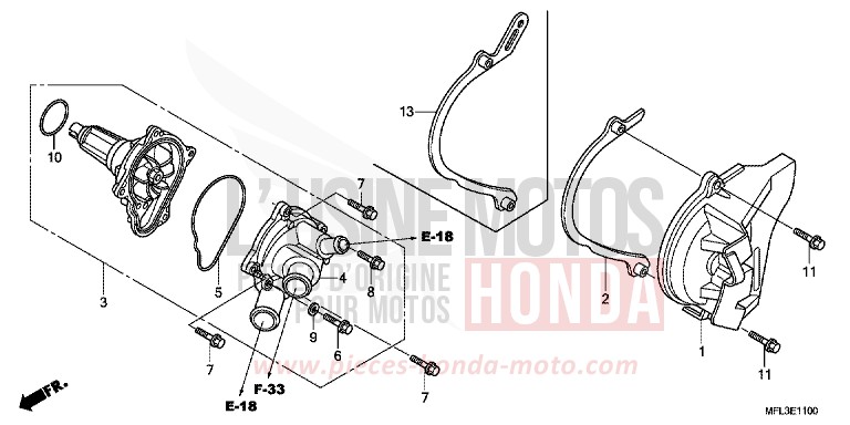 POMPE A EAU de CBR1000RR "Fireblade" PEARL SIREN BLUE-A (PB123EA) de 2009